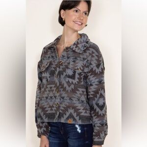SIMPLY SOUTHERN Crop Shacket Navajo Gray NWT Size Medium
